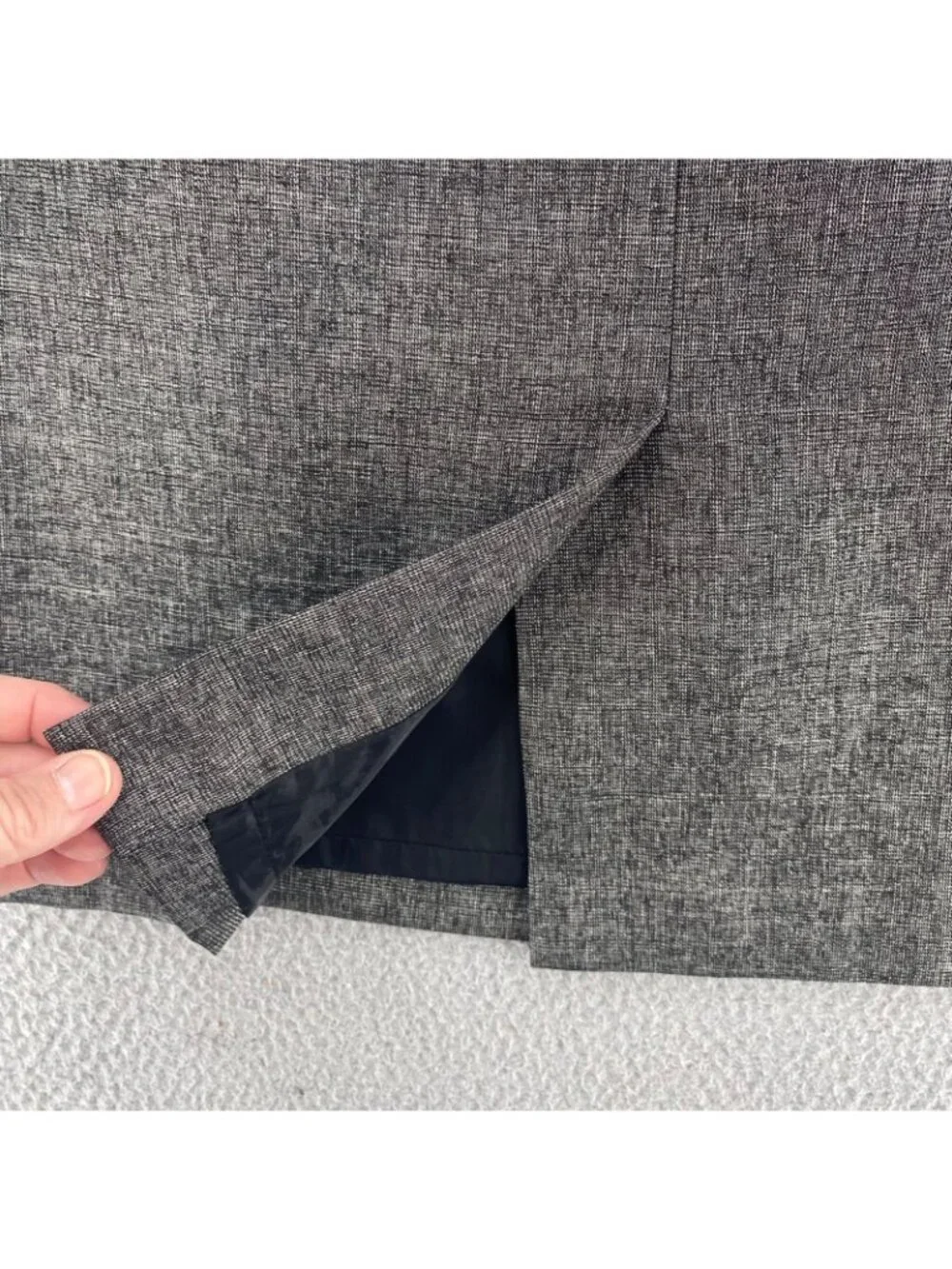 Le Suit Skirt Womens 12 Gray Silver Pencil Straight Knee Length Office Career